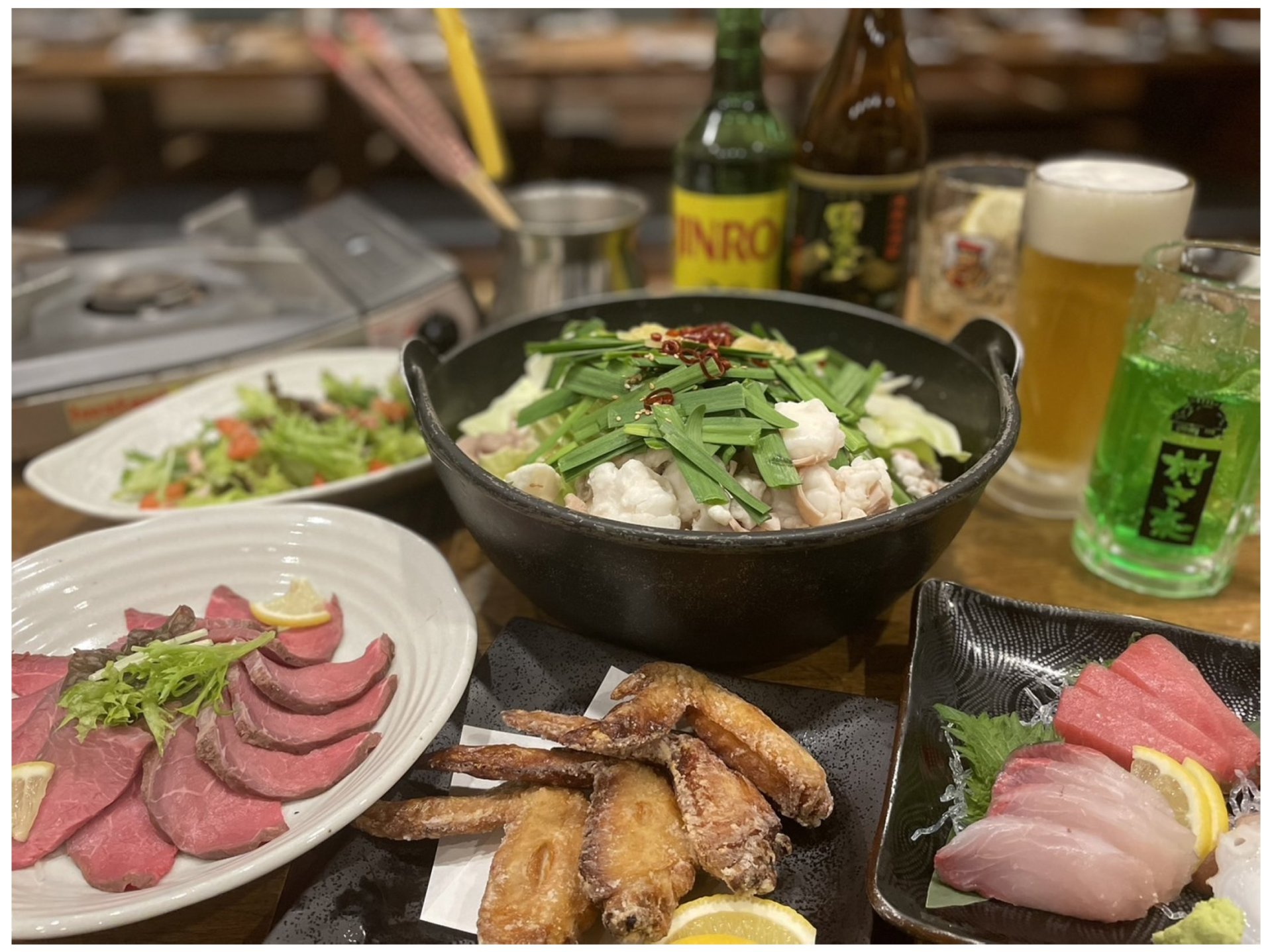 [写真は一例]博多もつ鍋付コース⇒2H飲放付/4,500円～