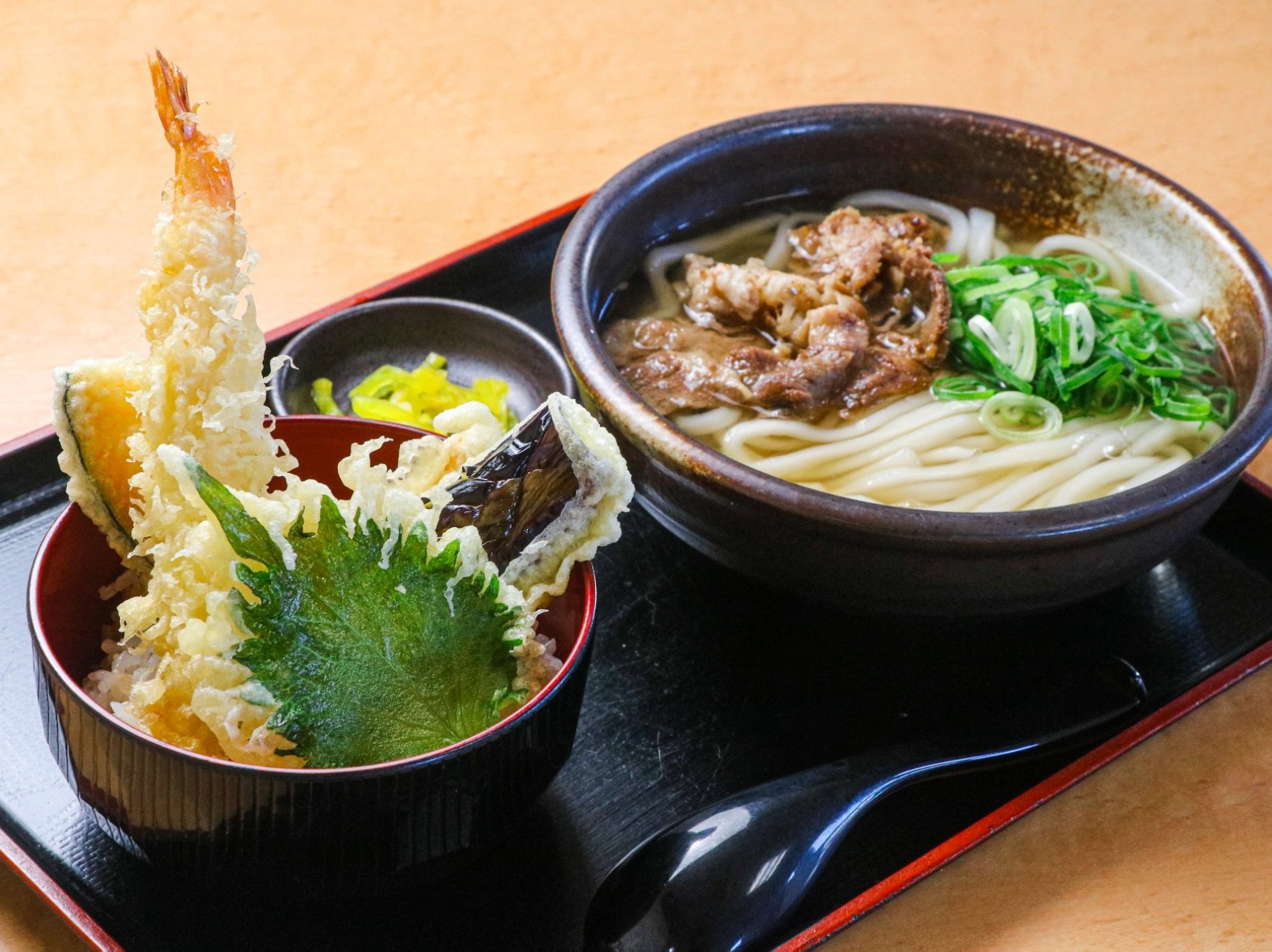 肉うどん+ミニ天丼セット1,250円