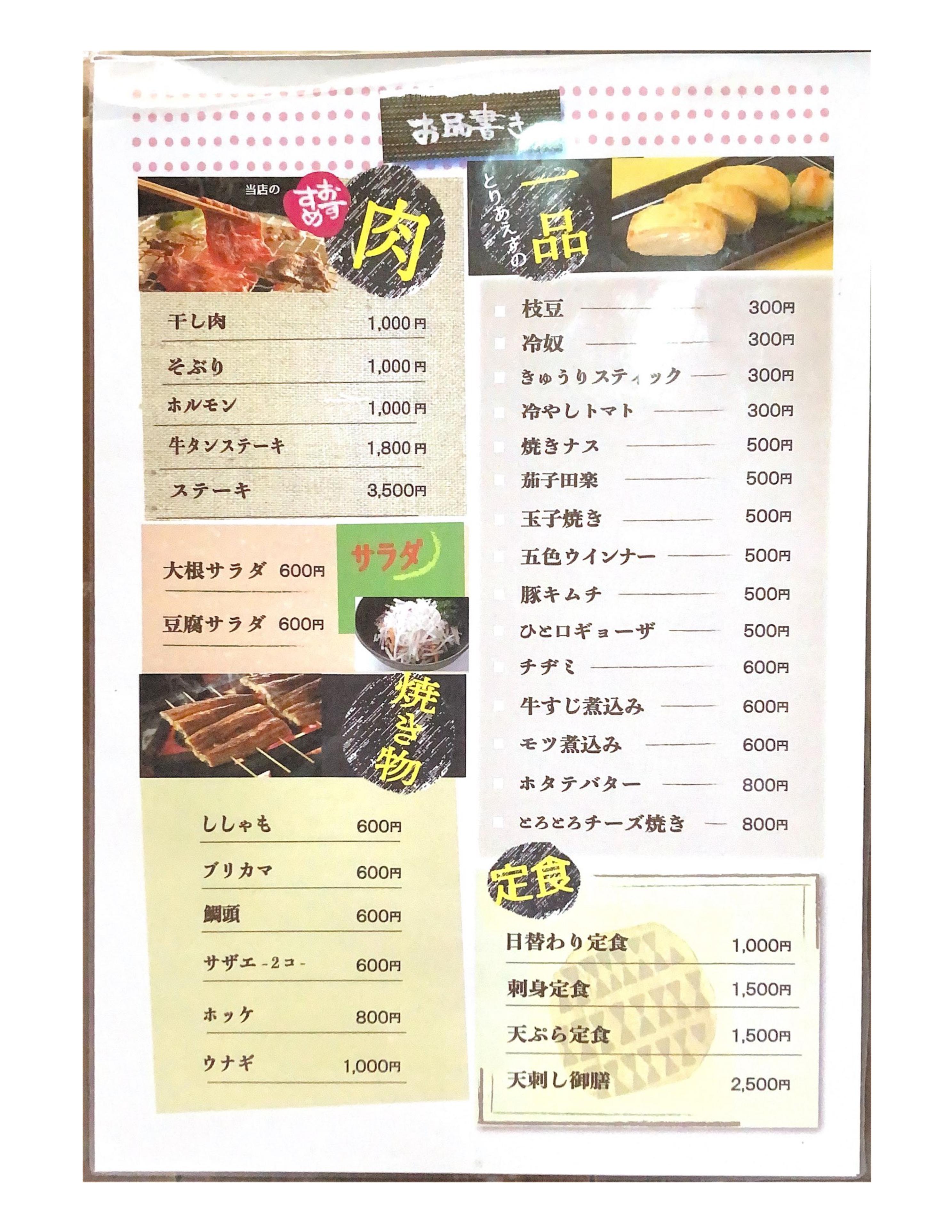 メニュー表