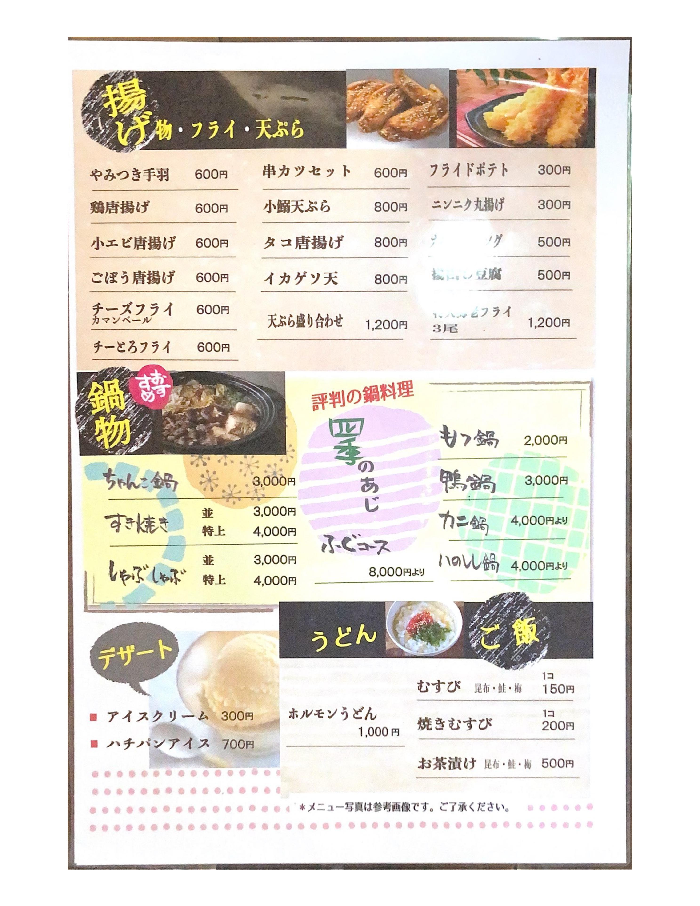 メニュー表