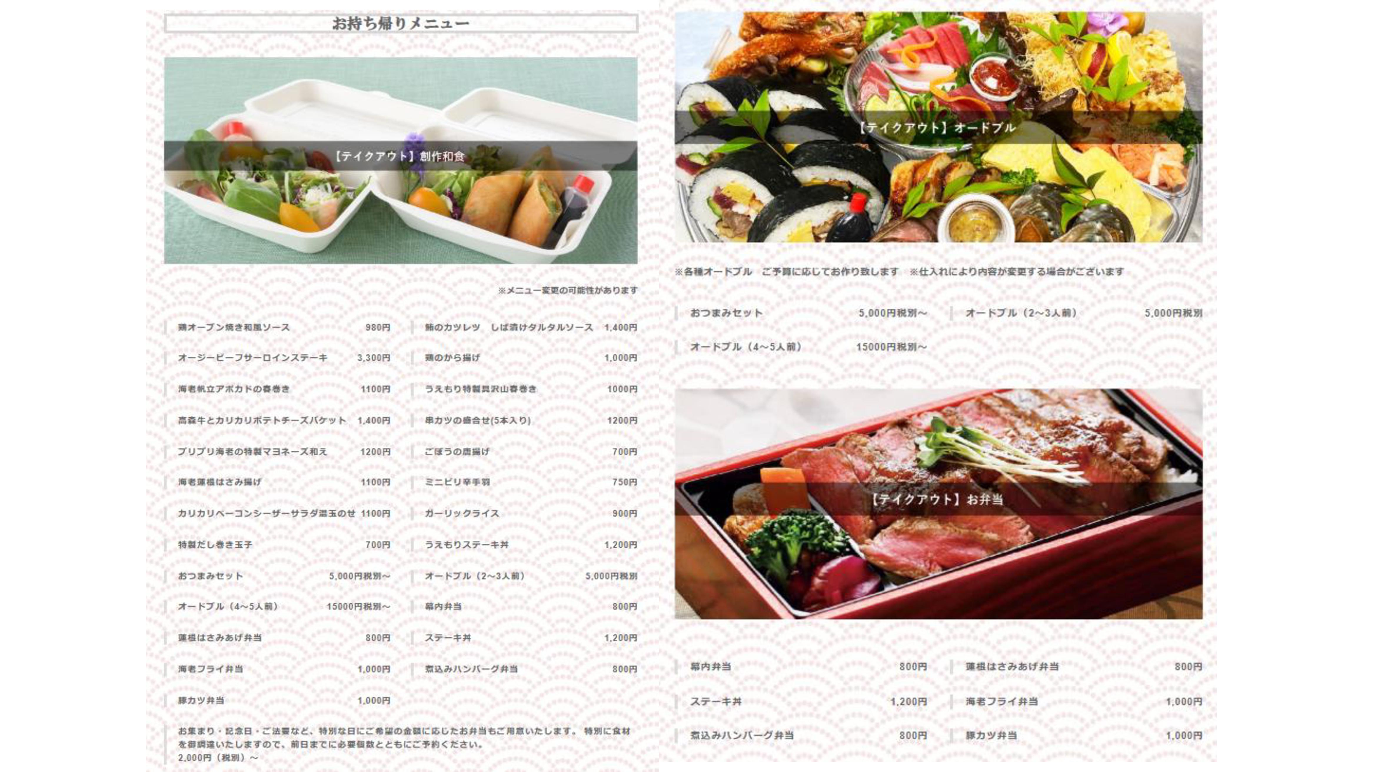 ランチメニュー表