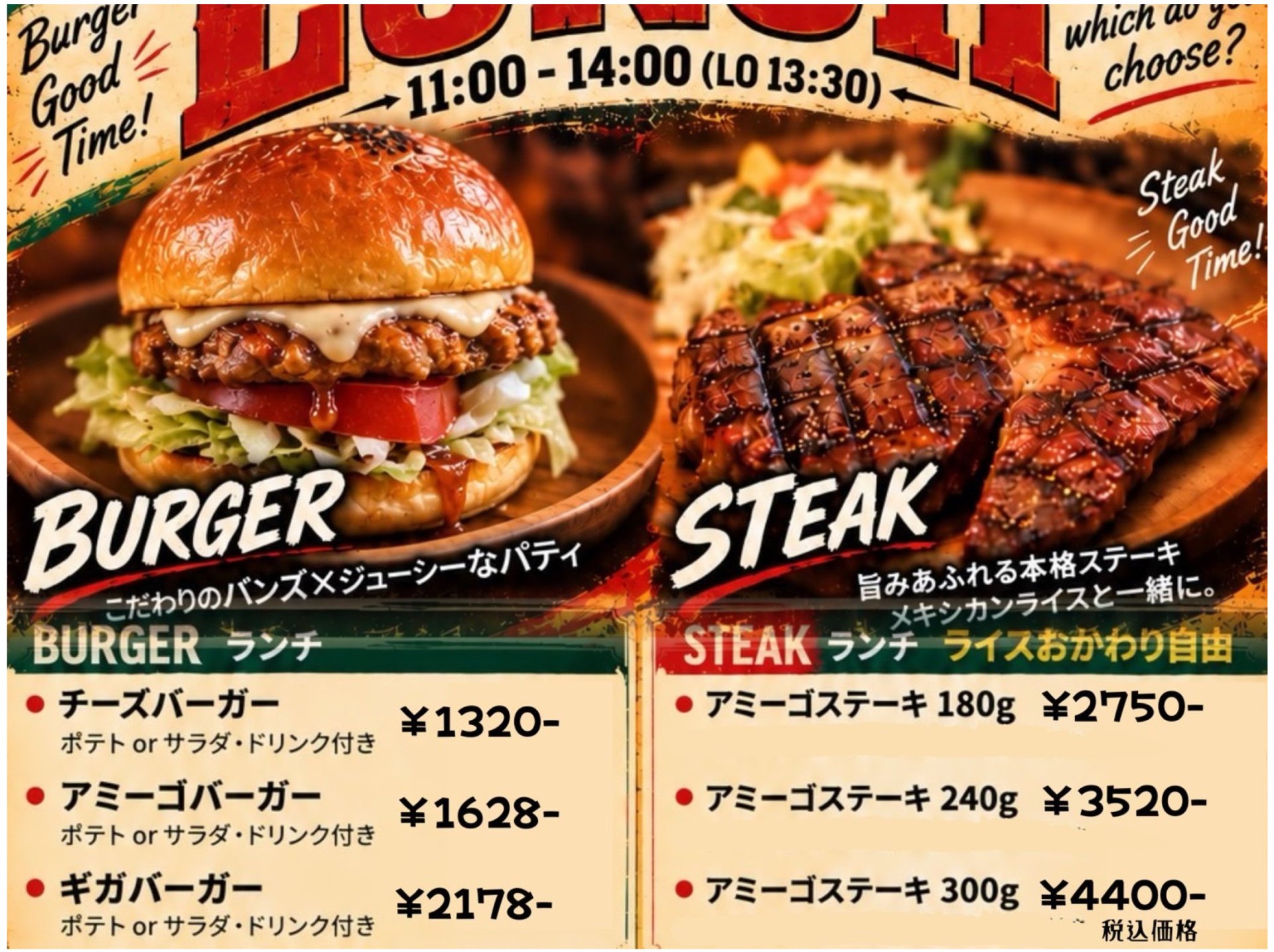 ステーキのお得なランチセット
